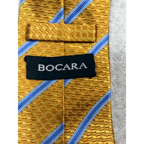 Bocara Silk Gold Blue Stripe Neck Tie - Picture 2 of 6